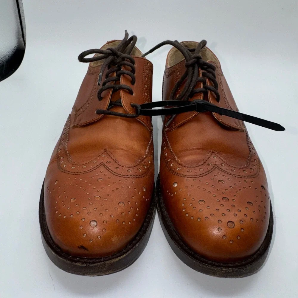 J.Crew Ludlow Wingtip Oxfords Tan Leather‎ Brogue Shoes Made in Italy Men's 7 B